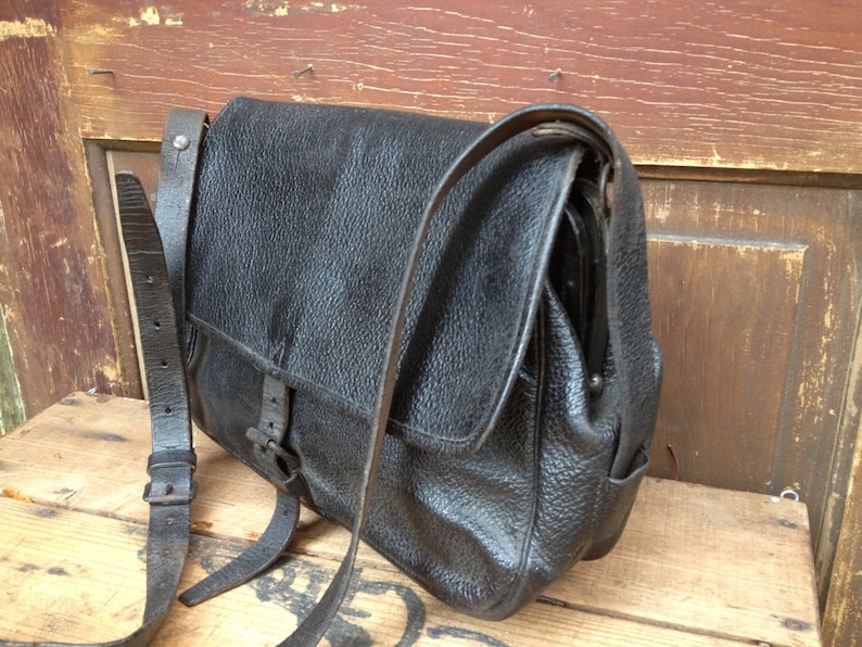 French Leather Engineer Case Bag Messenger Telegraph Railway Tool Satchel