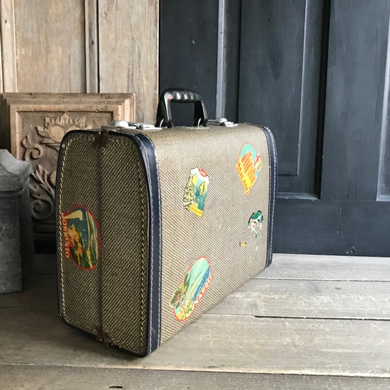 Mid Century Suitcase, Tweed Style, Cosmetic, Smal… - image 3