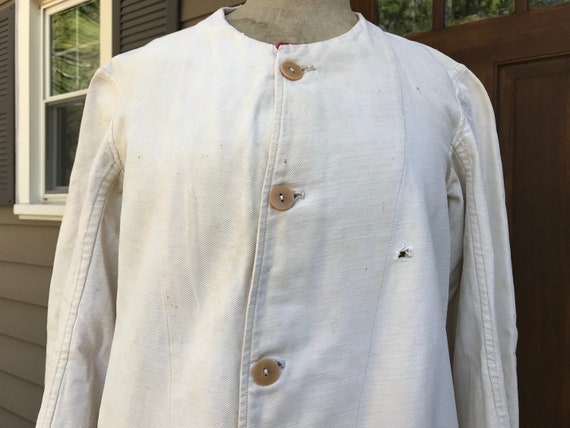 French Chore Jacket, Off White Cotton Twill, Gard… - image 2