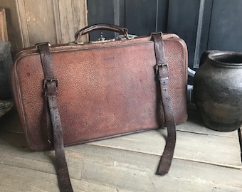 Bolsa de médicos Gladstone, estuche de cuero marrón, correas de cuero para maleta con cinturón, accesorio de producción escénica, llave de esqueleto original