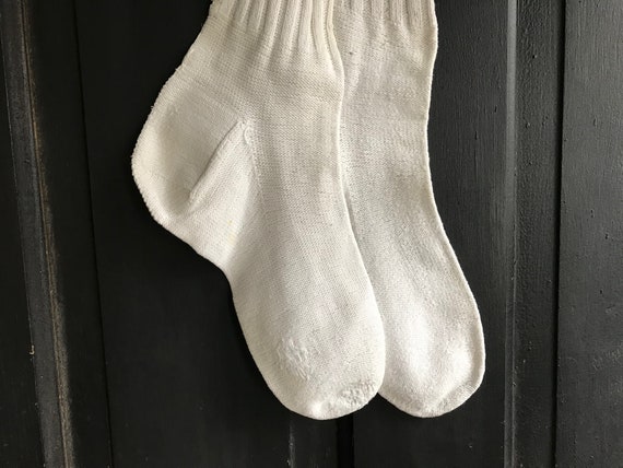 French Hand Knit Socks, Chore Wear, Cotton Boot S… - image 3