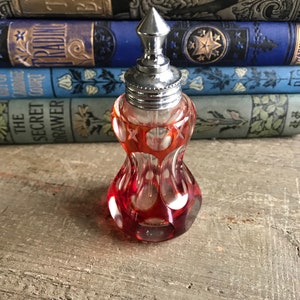 Art Deco Perfume Bottle, Czech Cut Glass, Original Dabber, Boudoir Dresser Display, KH image 2