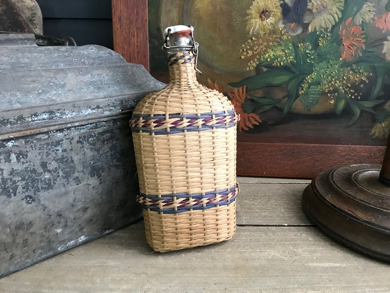 French Wicker Bottle, Spa Bottle, Pilgrimage, French Farmhouse Decor image 3