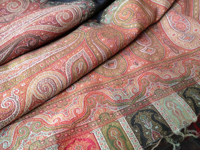 Boiled Wool Scarf, Carmine Paisley
