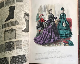 19世紀フランスの「ラ・セゾン」革装丁本、1869年、1870年のブック