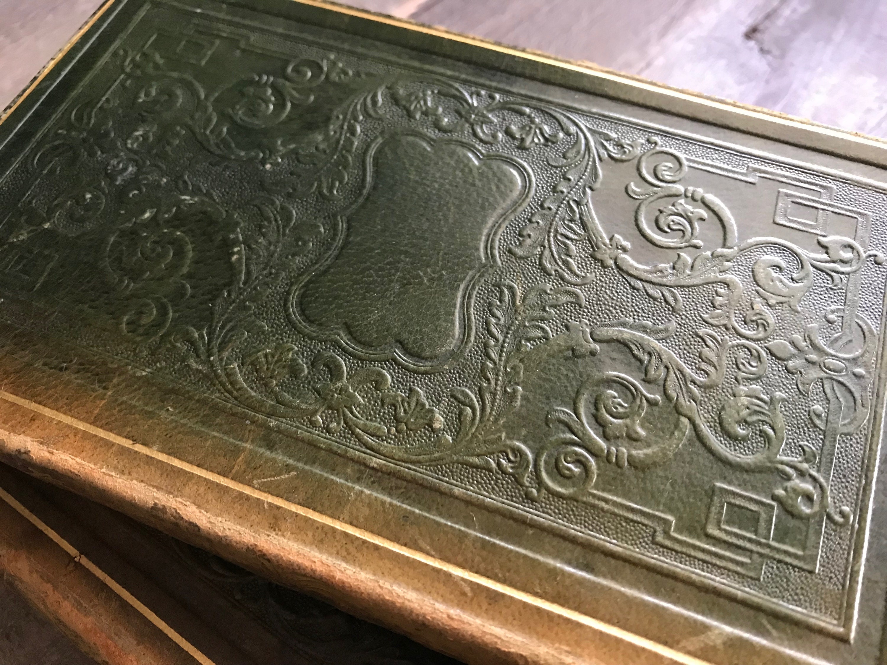 1838年製フランス製革製本、Les Délassements de Ma Fille、使い古した
