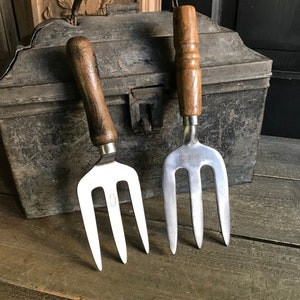 1 Engelse houten tuinhandvork, gemaakt in Japan, roestvrij staal, handgereedschap, plantgereedschap, boerderij, tuinieren, homesteading