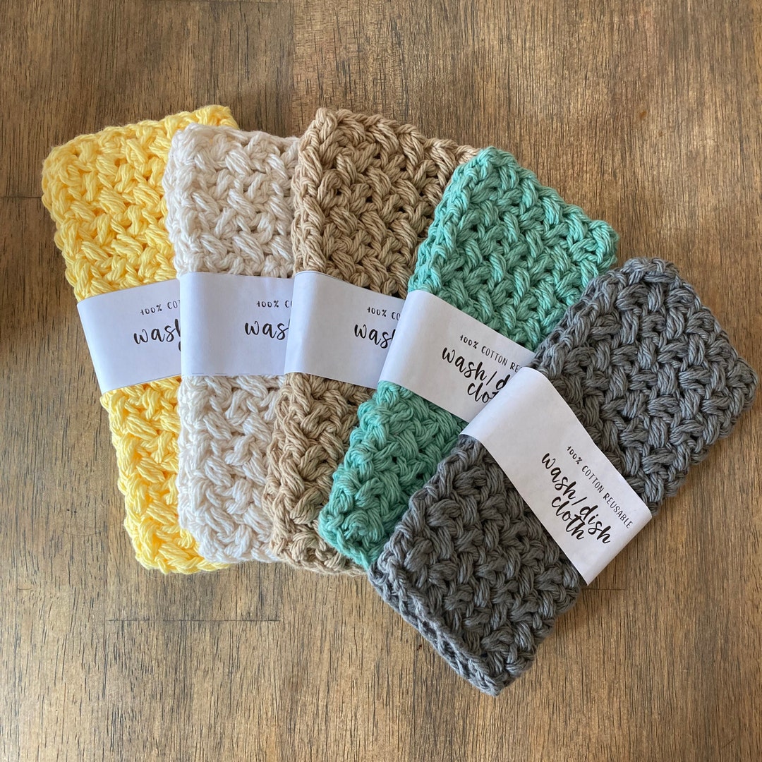 Crochet Cotton Washcloth Set of 2 Dishcloth Eco Friendly Handmade Gifts