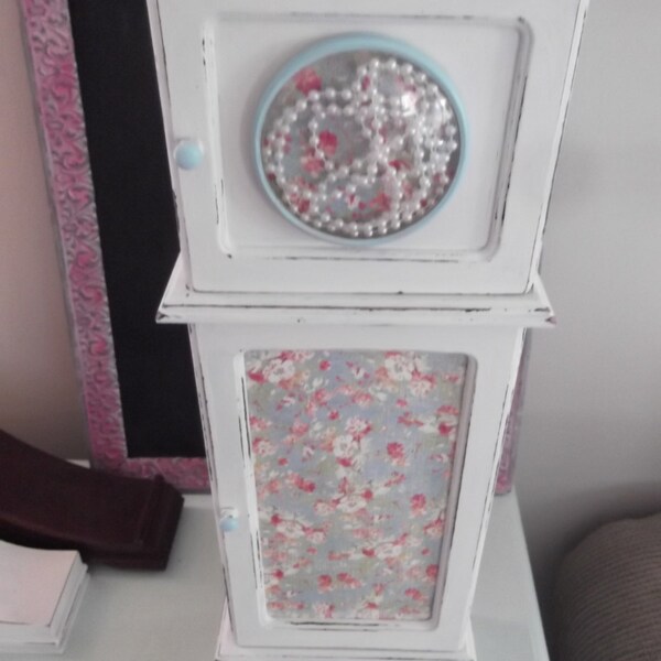 shabby chic jewelry armoire, hand painted jewelry box, distressed vintage jewelry box