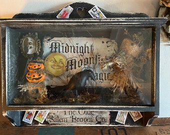 shadow box, haunted, pumkins, scarecrow, crow, tarot cards, free shipping