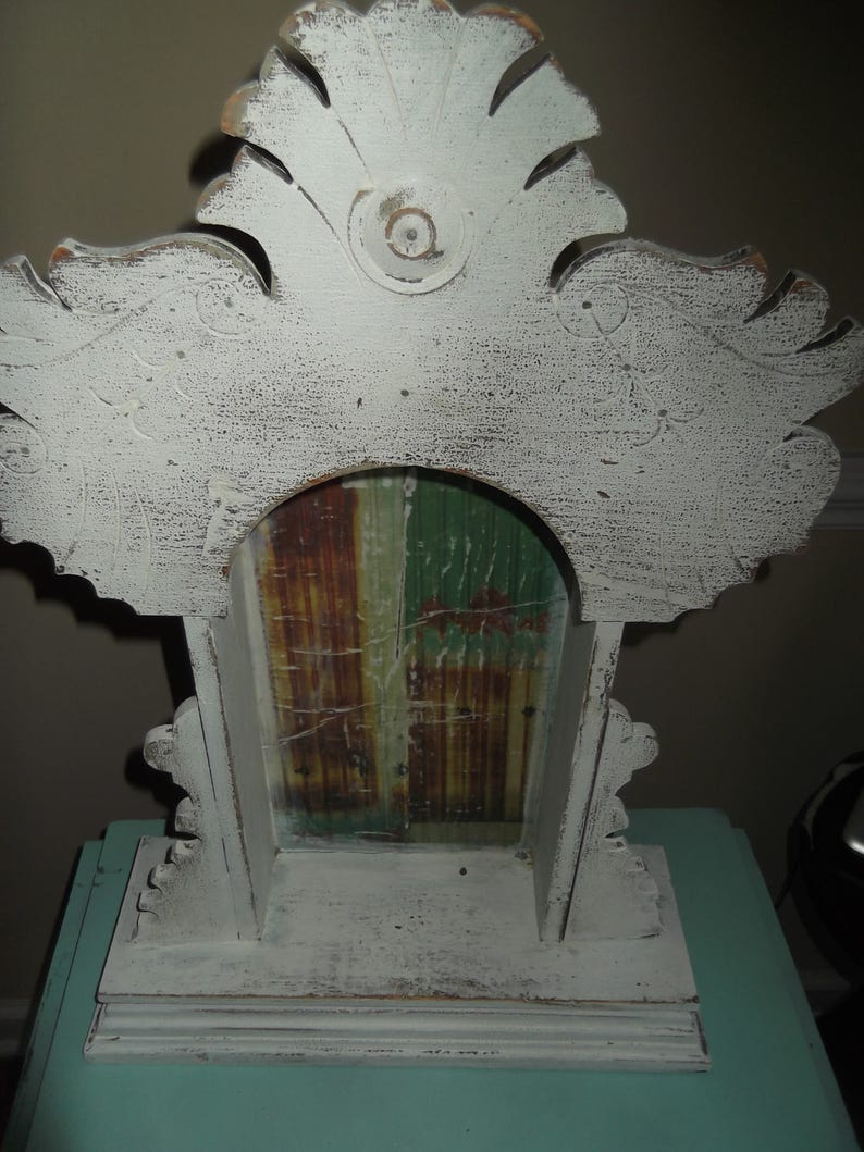 Shabby Chic Vintage Wooden Clock Display Case, Ornate Display Case