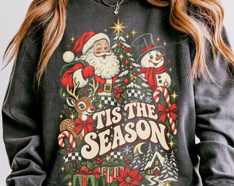 Comfort Colors® Christmas Farm Animals Shirt, Vintage Cow Christmas Shirt, Chicken Christmas T-Shirt, Farmer Gift, Holiday Shirt, Winter Tee