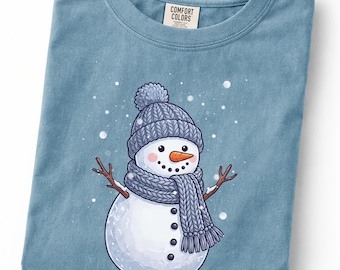 Comfort Colors® Weihnachts-Schneemann-Shirt, Schneemann-Weihnachts-Shirt, Winterwunderland-Schneemann-T-Shirt, Festliches Schneemann-T-Shirt mit Grafik
