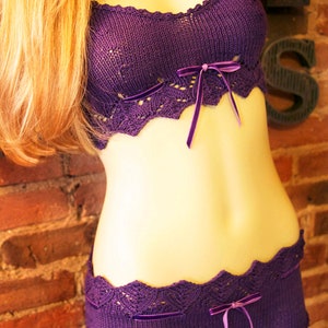 Pretty Little Knickers Purple Lace Lingerie KNITTING PATTERN 3 piece Bra, Panty, and Camisole Set image 2