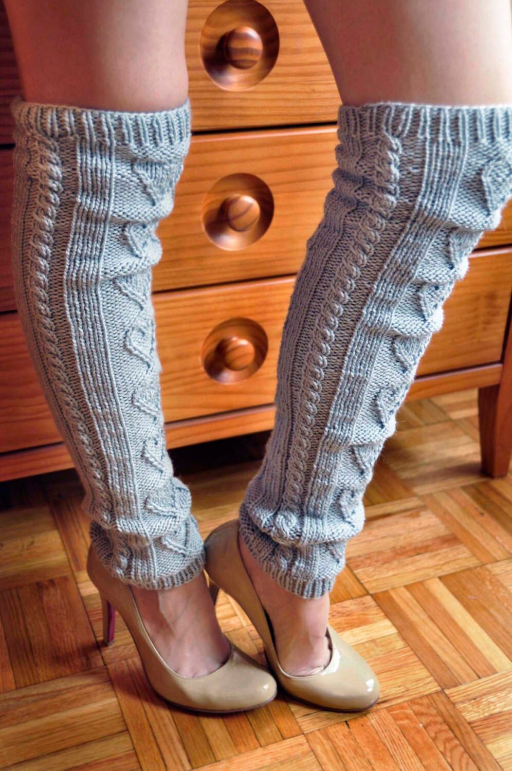 Heart Warmers KNITTING PATTERN INSTRUCTIONS Grey Heart Cable Etsy