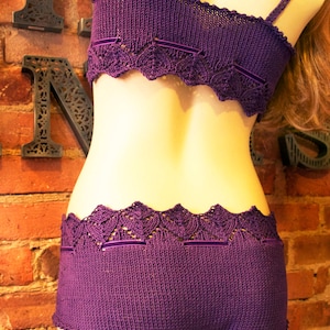 Pretty Little Knickers Purple Lace Lingerie KNITTING PATTERN 3 piece Bra, Panty, and Camisole Set image 3