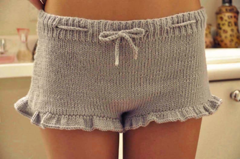 Shorties Grey Knitted Ruffle Shorts KNITTING PATTERN Etsy