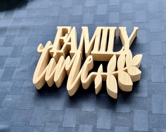 Family Time Maple Wood Trivet Hot Pad For Kitchen Table and Countertops
