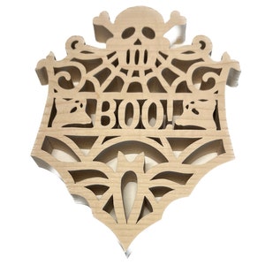 Wood Spooky Halloween Trivet Skull and Cross Bones Ghost