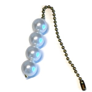 White Bead Ceiling Light/Fan Pull Chain with Brass tone Chain