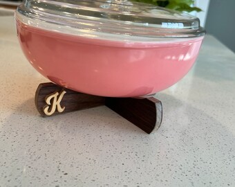Monogrammed Personalized Bowl Trivet made with Walnut Wood