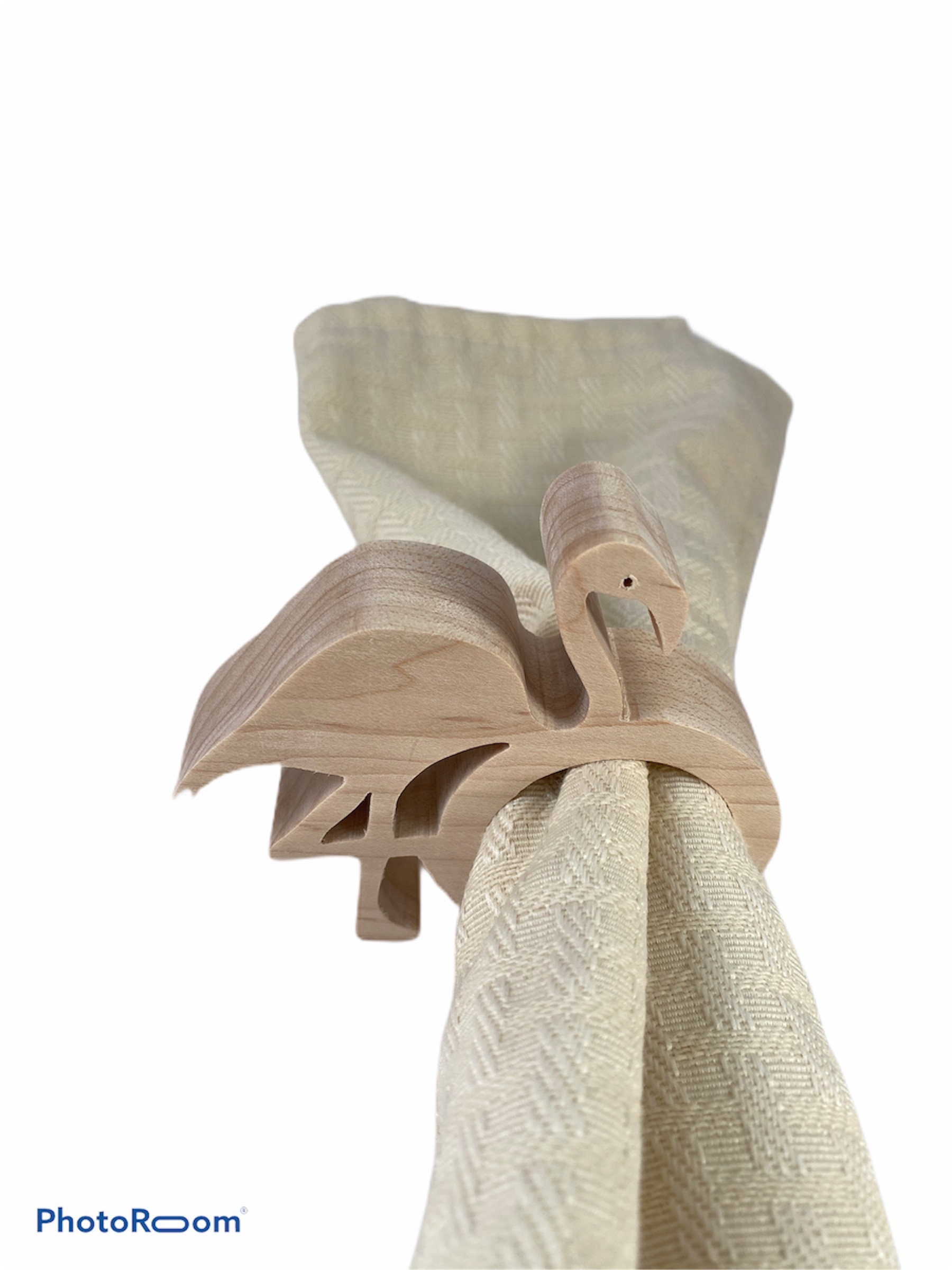 Tropical Flamingo Unfinished Maple Wood Napkin Rings Holders Set of 6