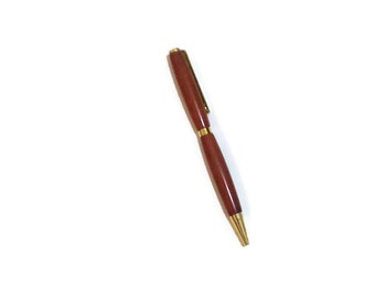 Black Ink  Refillable Twist Pen in Padauk Wood and Goldtone Accents