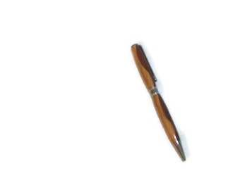 Black Ink  Refillable Twist Pen in Padauk and Olive Wood with Silver Tone Accents