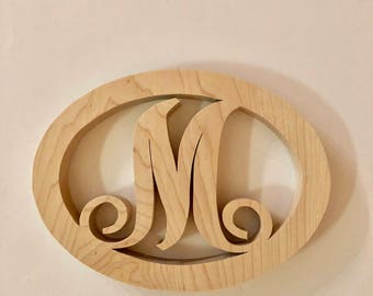 Wood Personalized Oval Initial Trivet Hot Pad
