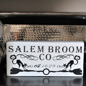 Salem Broom Co Halloween Decor Sign
