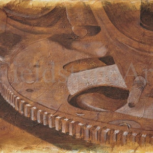 original industrial drawing mechanical art charcoal sketch on canvas panel 10x14