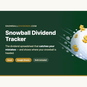 Utdelningsspårningskalkylblad, Excel och Google Sheets | Portföljintäktsspårare med felkontroll, utdelningslogg och snöbollsprognos