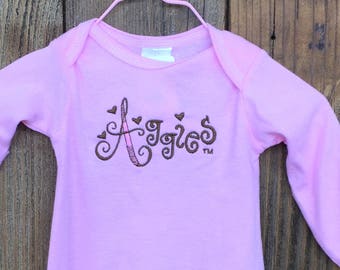 Texas A&M Aggies Pink and Brown Hearts on Pink Newborn Gown