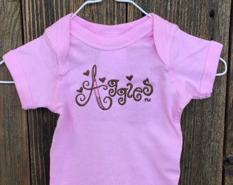 Texas A&M Aggie Heart Pink Infant Bodysuit