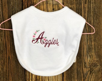 Texas A&M Aggie Flower White Snap Bib