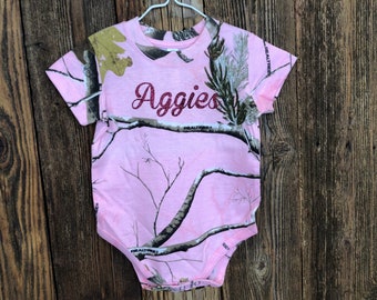 Texas A&M Aggies Pink Camo Bodysuit or T-Shirt