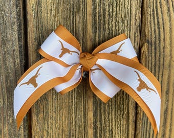 University of Texas Longhorns Double Hair Bow Large Alligator Clip UT