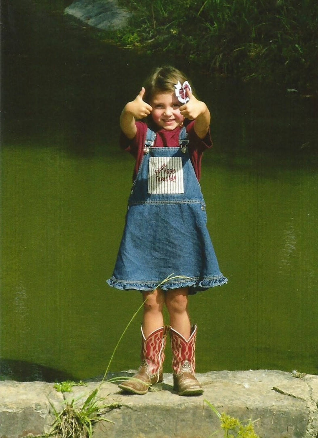 Little or Future Aggie Denim Dress Jumper With Free T-shirt