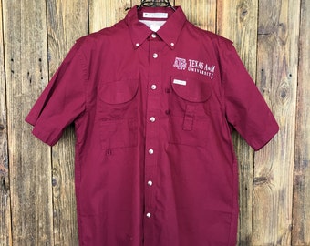 Texas A&M Short Sleeve Fishing Shirt up to 6XL and Tall Sizes