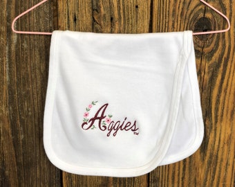 Texas A&M Aggie Flower Burp Towel