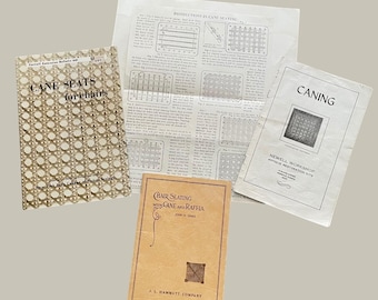 4 Vtg Caning Book Chair Seating Cane & Raffia Seats How To Softcover Guide Craft
