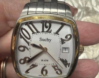 Peter Suchy 18K Gold Stainless Steel Sapphire Crystal Brand New Watch 9"Inside