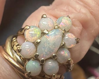 Australian Opals 14K Y.G. Gorgeous Ring Size 6-1/4"