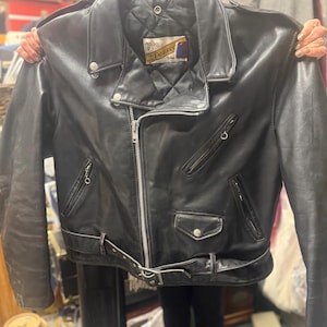 Schott NYC Perfecto Motorcycle Leather Jacket 1970's Size 44
