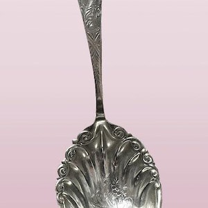 Gorham Shell Fabulous Sterling Floral Design Large Bonbon Spoon 8-1/2"H x 3"W