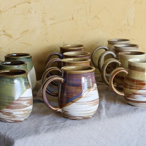 14 oz Ceramic Mug | Handmade Swirled Marbled Clay Mug (Celestial Blue, or Olive Green)