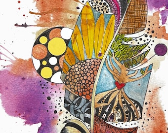 Abstract Feather Watercolor Giclee Print - LaDeeDah Designs