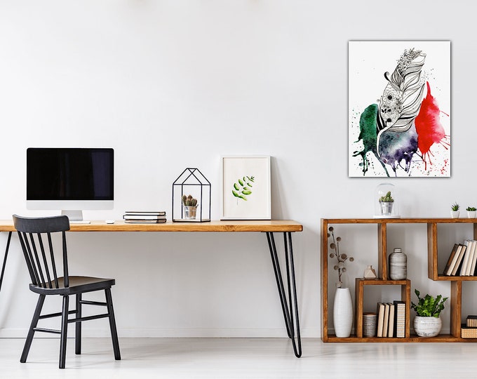 Feather Drip Original Watercolor Painting Giclee Fine Art Print Wall Decor By LaDeeDah Designs