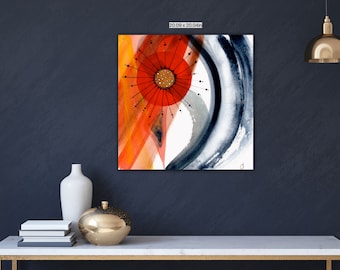 Pyrrol Blaze Contemporary Original Watercolor Painting Print On Canvas Wrap Wall Decor Fine Art