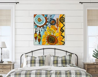 Abstract Sunflower Watercolor Painting: Mother Earth Reverie Canvas Print